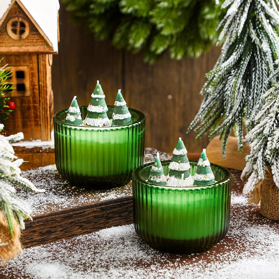 2 Pack Christmas Aspen Scented Tree Candles Winter Forest Viral Tape Tree Candle Christmas Snowy ... | Amazon (US)