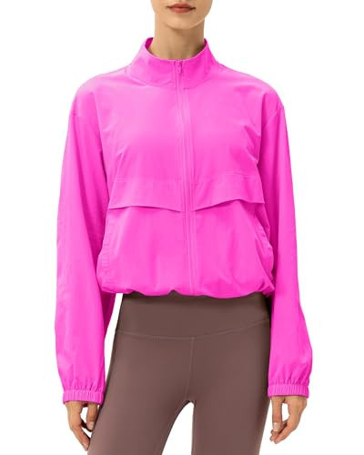 Locachy Women's Lightweight Zip Up Athletic Jacket Stand Collar Windproof Sun Protection Workout Outdoor Jacket Rose S | Amazon (US)