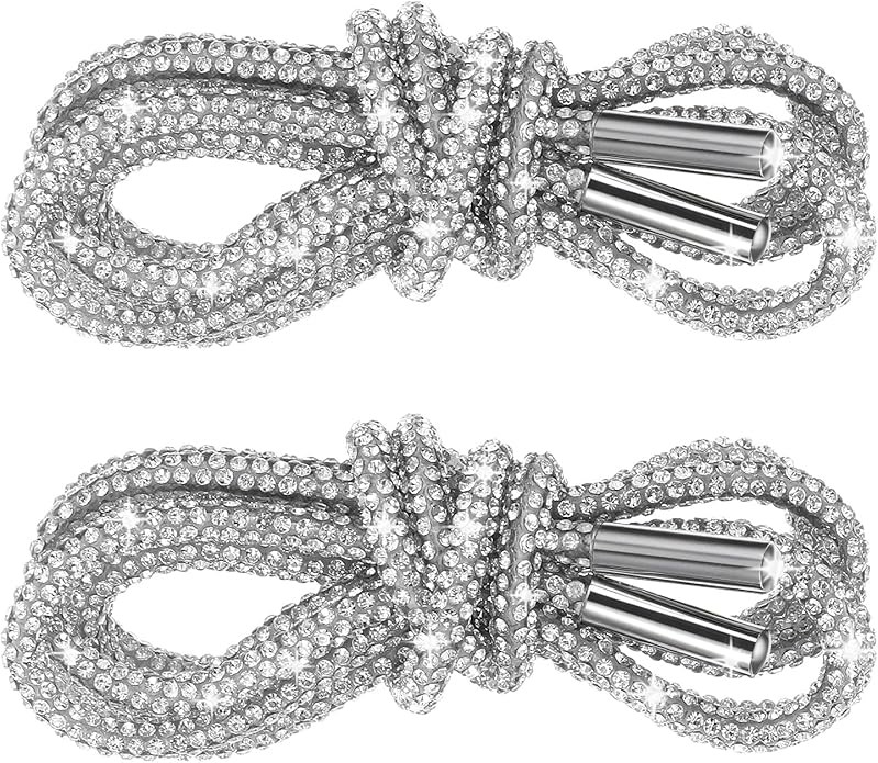 Rhinestone Shoe Laces, 4 Pcs 47" Glitter Shoelaces for Sneakers Round Bling Crystal Shoe Strings ... | Amazon (US)