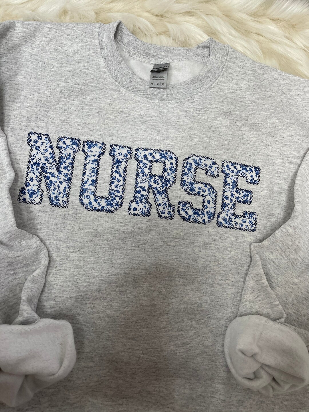 Nurse Embroidered Blue Floral Applique Sweatshirt | Simple Doctor Pullover, Gift for Medical Fiel... | Etsy (US)