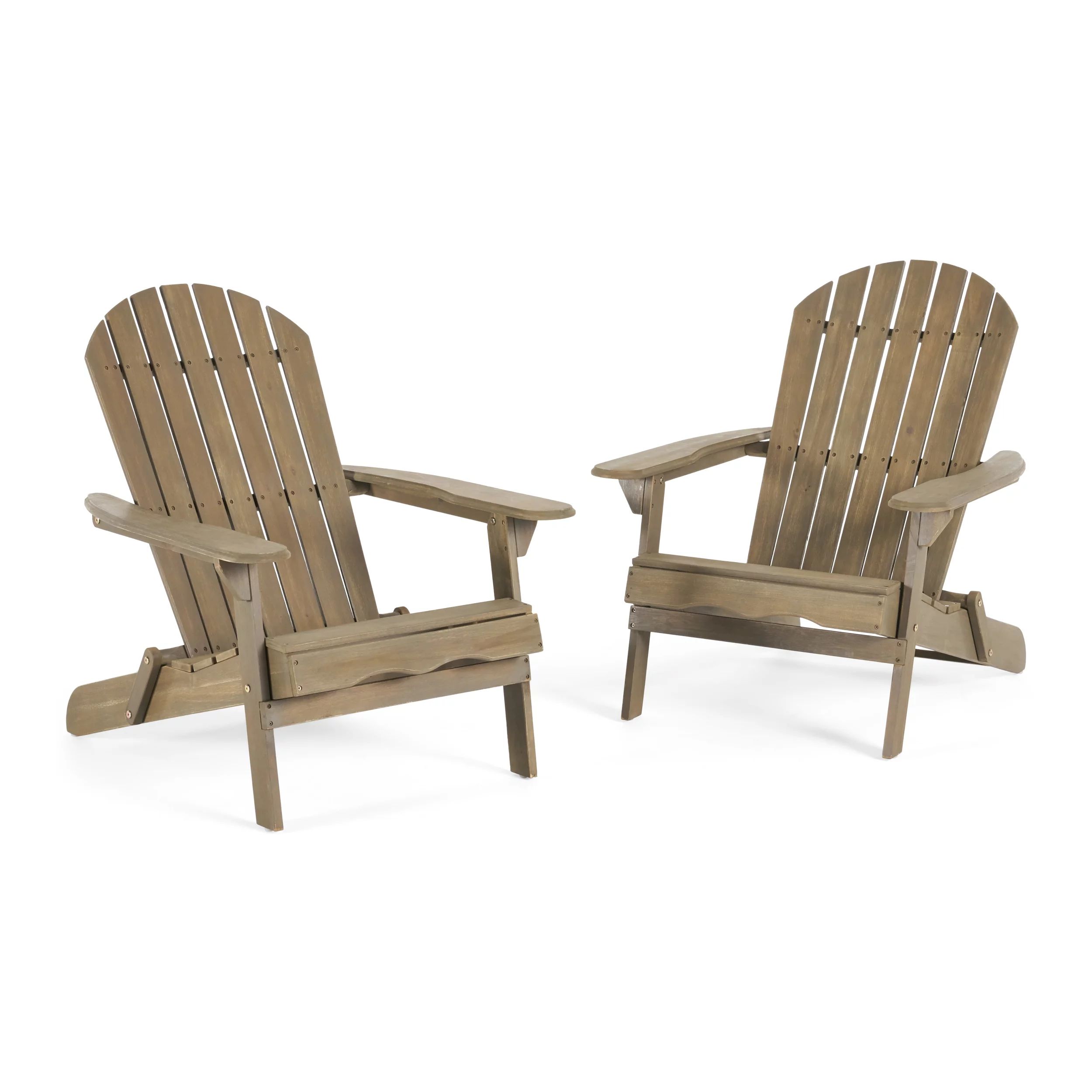Morgan Folding Wood Adirondack Chair, Set of 2, Grey - Walmart.com | Walmart (US)