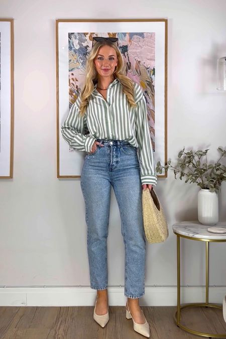 this shirt would be great to dress up for the office, or down with jeans. (Wearing size small)
If I were going to recommend one item from the haul it would be these Slingbacks! They’re a linen material, look so chic and the perfect heel hight. Only £28! 

#LTKSeasonal #LTKfindsunder50 #LTKeurope
