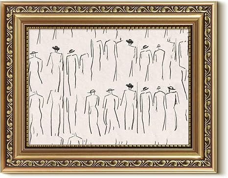VIYYIEA Gold Framed Wall Art, Crowded People Canvas Print Home Decor Vintage Art Painting Picture... | Amazon (US)