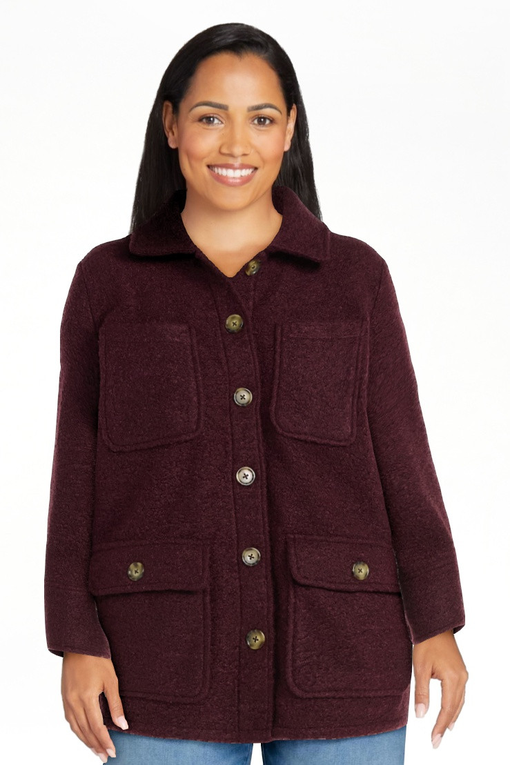 Time and Tru Women's Boucle Utility Shacket, Midweight, Sizes XS-XXXL - Walmart.com | Walmart (US)