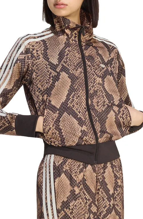 adidas Originals Snakeskin Print Track Jacket in Linen/magic Beige at Nordstrom, Size X-Small | Nordstrom