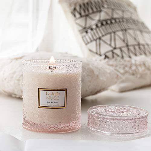 LA JOLIE MUSE Rose Noir & Oud Scented Candle, Rose Candle Gift for Women, Large Glass Jar Candles... | Amazon (US)