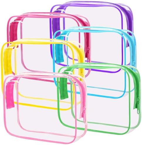 6 Pieces Clear Makeup Bags Bulk TSA Approved Toiletry Bag for Travel PVC Waterproof Clear Cosmeti... | Amazon (US)