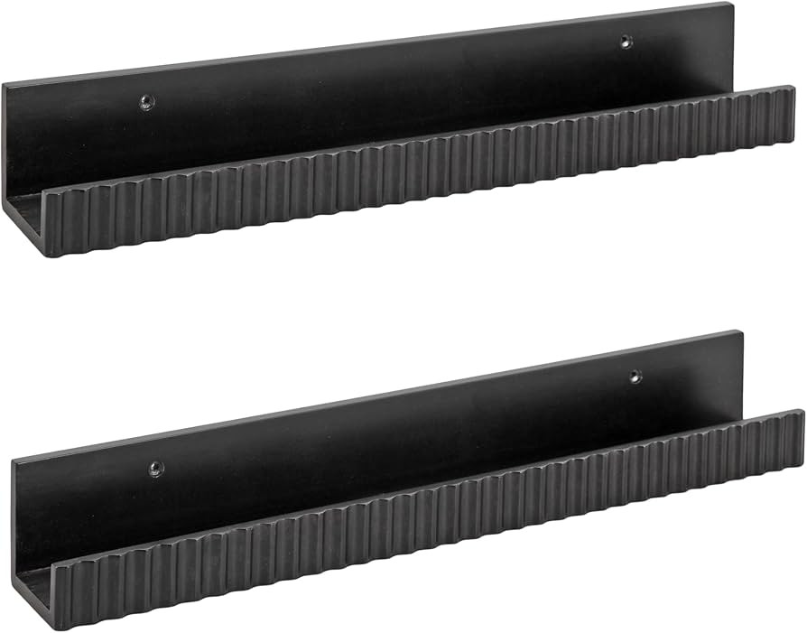 Kate and Laurel Furrow Modern Wood Photo Display Ledges; Set of 2; 24 Inches; Black; Scalloped Fl... | Amazon (US)