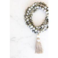 Protect Mala Necklace | Labradorite Mala Beads Necklace, Tassel Labradorite Gemstone Yoga Jewelry, B | Etsy (CAD)