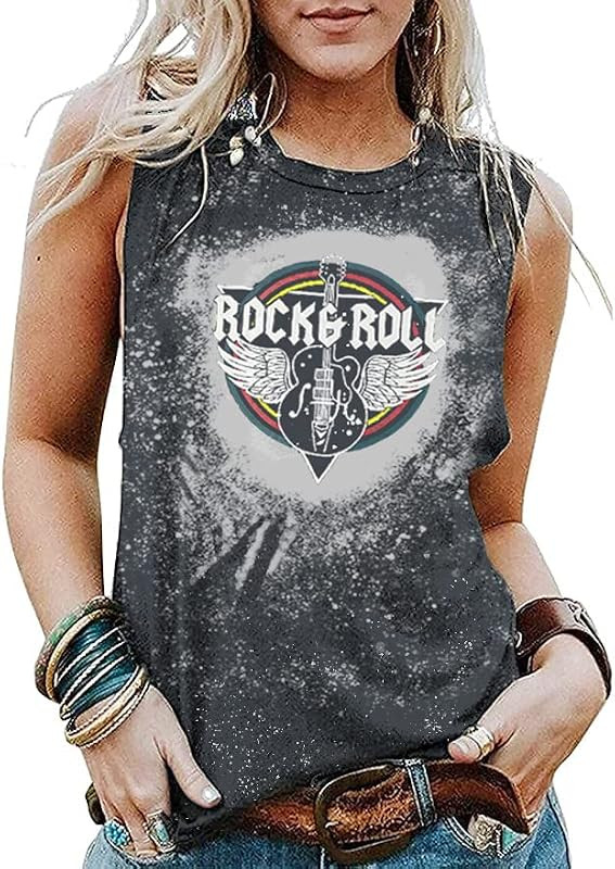 Rock and Roll Tank Tops for Women Vintage Country Music Shirts Rock Concert Tees Summer Sleeveless G | Amazon (US)