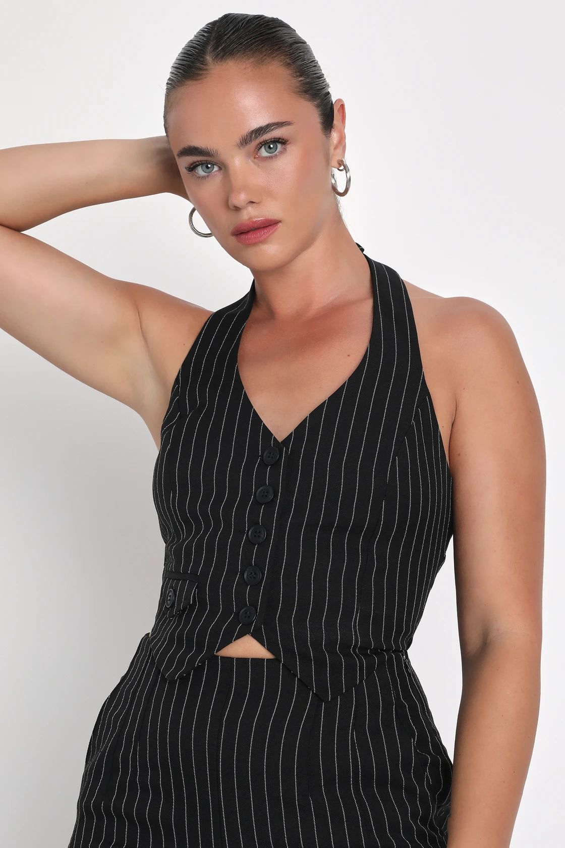 Pur-Suit of Chic Black and White Pinstripe Vest Top | Lulus (US)