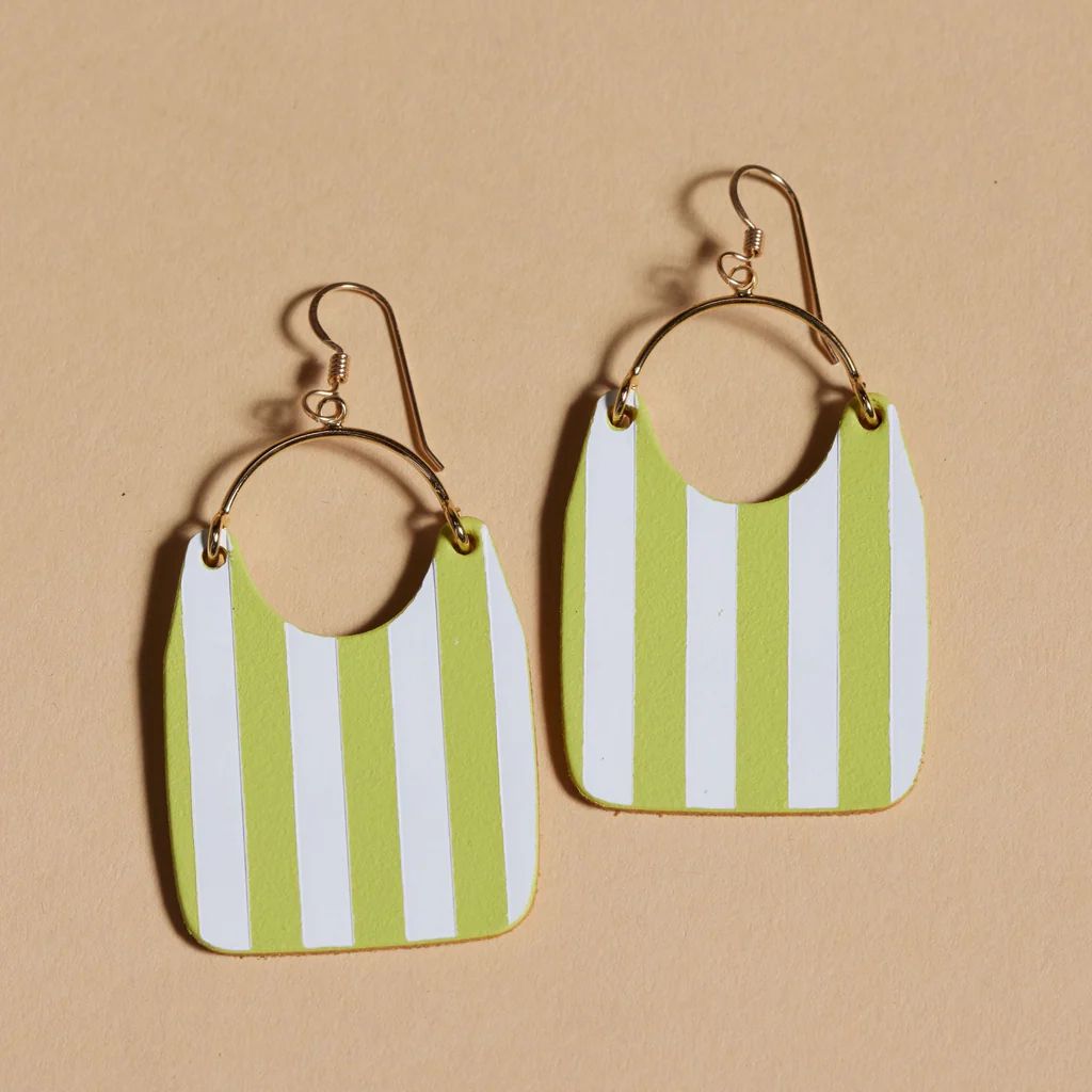 Chartreuse Stripe Charlies | Nickel and Suede