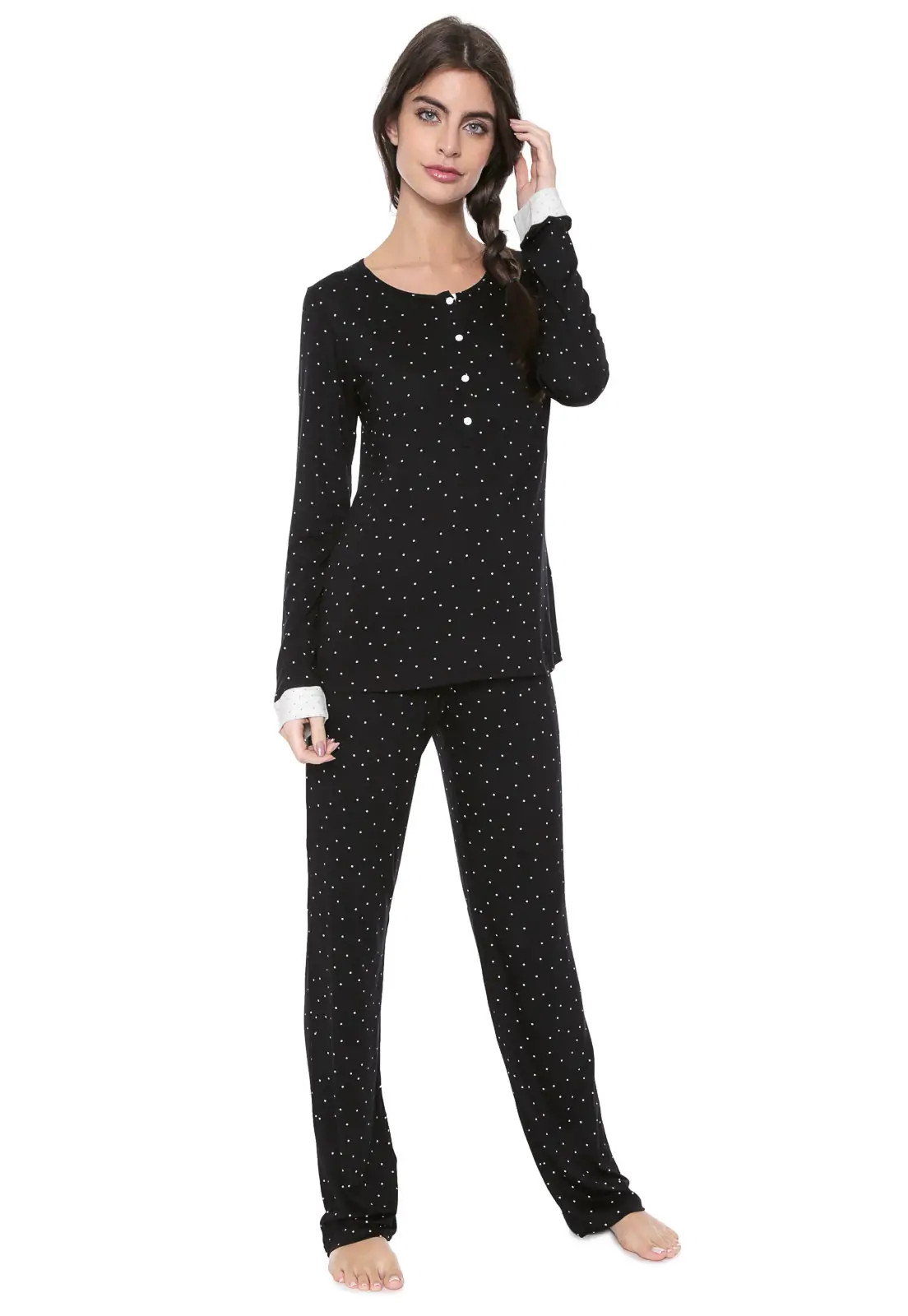 Pijama Any Any Lorena Preto | Dafiti BR