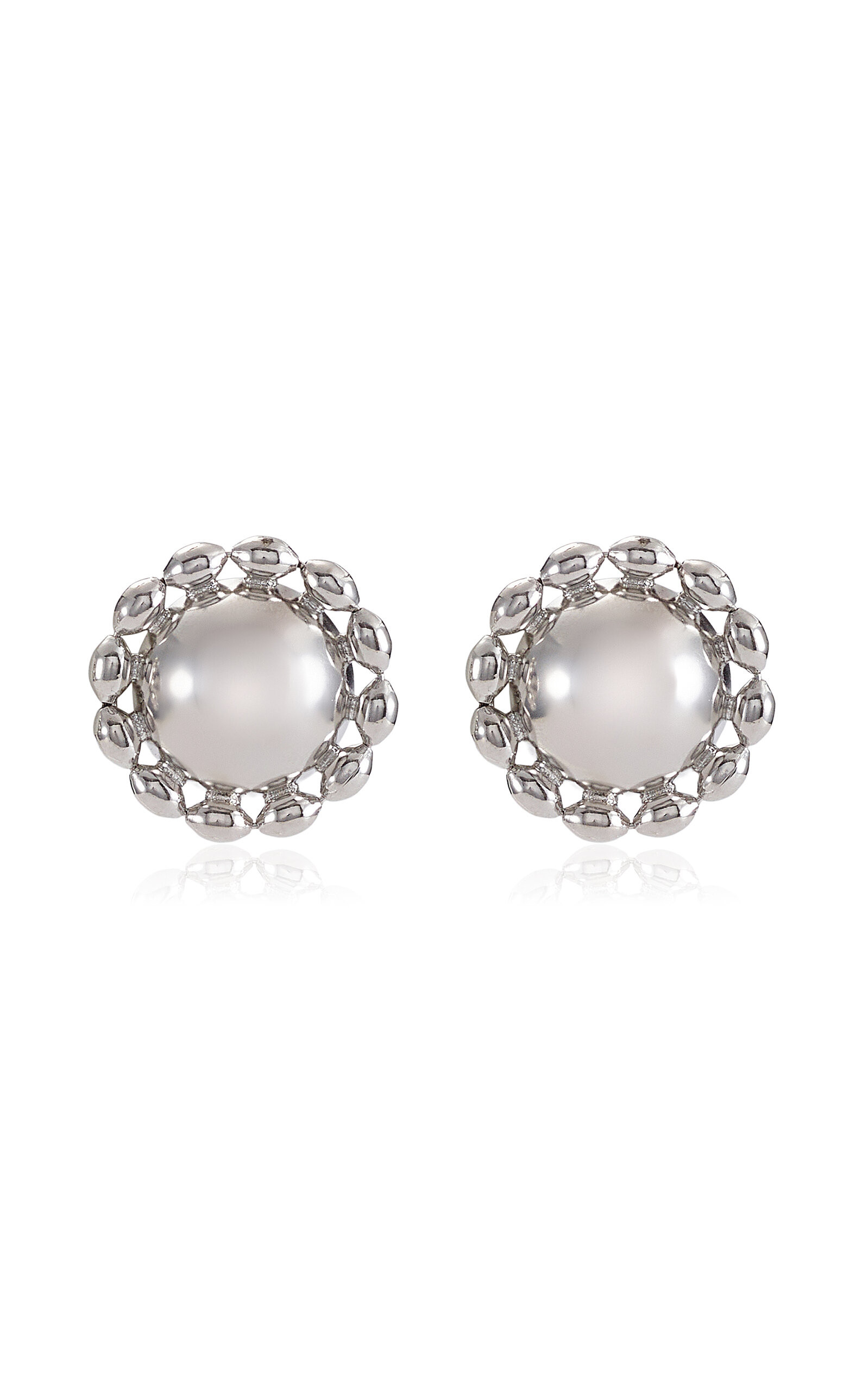 Lucia Ballchain Dome Rhodium-Plated Earrings | Moda Operandi (Global)