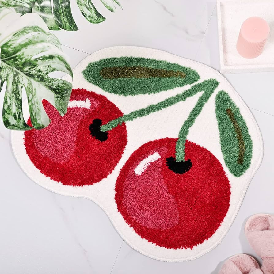 FROZZUR Cherry Bath Mat for Bathroom, Luxury Bathroom Mats Non Slip Cute Fruit Shaped Absorbent B... | Amazon (US)