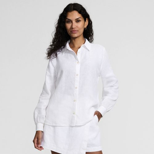 Women's Petite Linen Long Sleeve Feminine Shirt - Lands' End - Black - S | Lands' End (US)