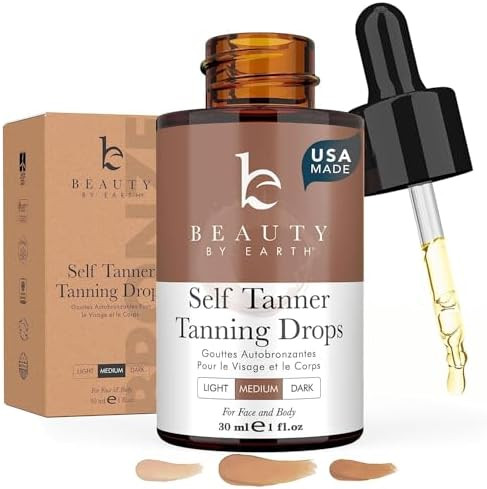 Self Tanning Drops - USA Made with Natural & Organic Ingredients, Medium Face Tanning Drops to Ad... | Amazon (US)