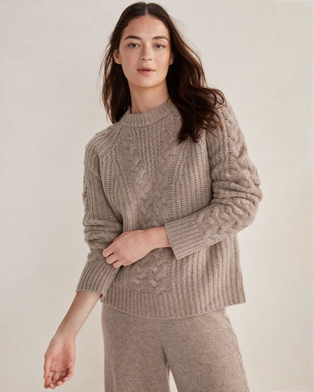 Cashmere Mixed Stitch Crewneck Sweater | Haven Well Within