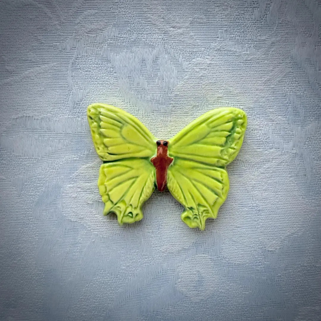 Chartreuse Ceramic Butterfly, Hand Painted Art Tile, Garden Mosaic Supply | Etsy (US)