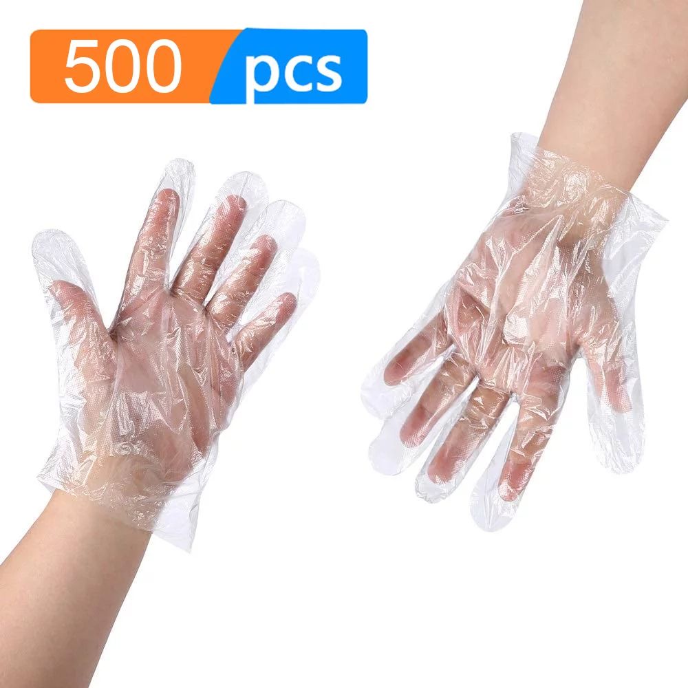 HONGGE 500 PCS Plastic Disposable Gloves, Transparent, One Size Fits Most | Walmart (US)