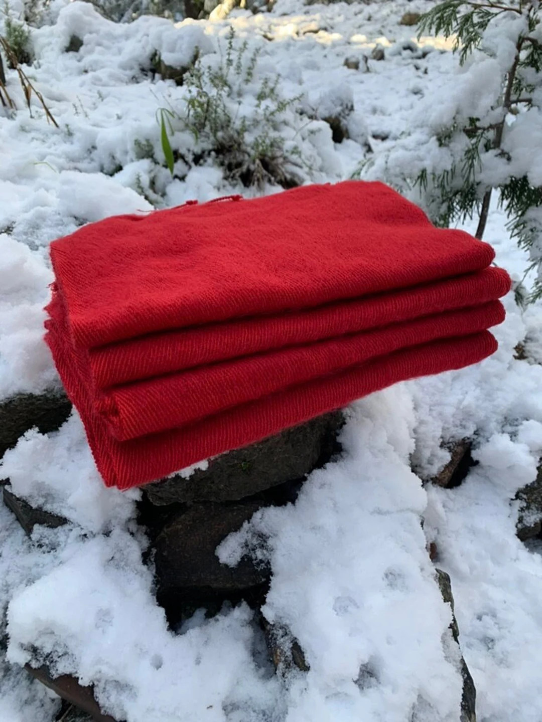 Handmade Red Wool Scarf Handknit Himalayan Yak Wool Scarf From Kathmandu Valley Nepal Soft Warm T... | Etsy (US)