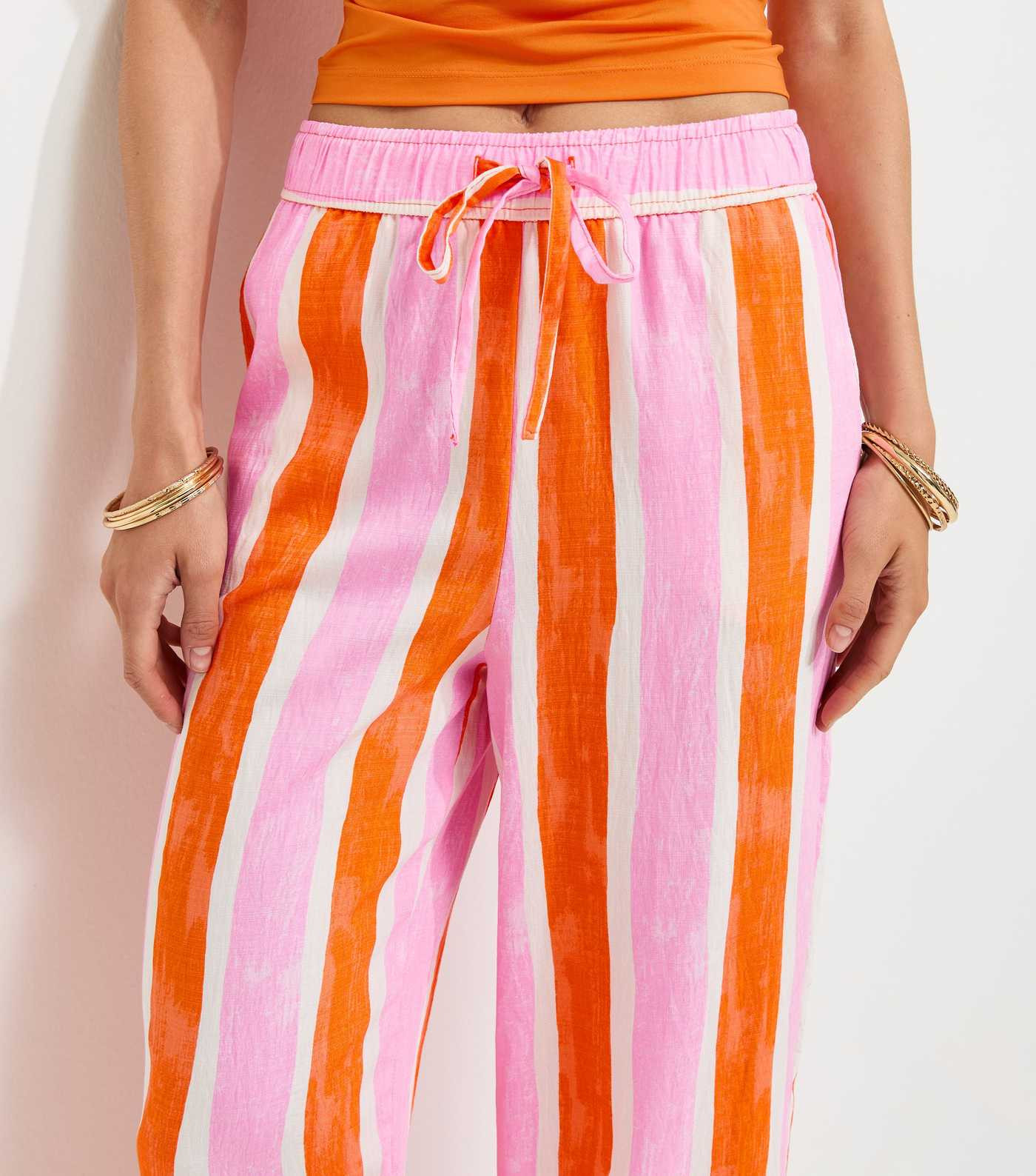 Pink & Orange Stripe Goya Wide Leg Trousers | New Look | New Look (UK)