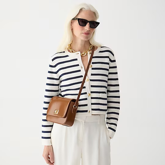 Emilie patch-pocket sweater lady jacket in stripe | J. Crew US