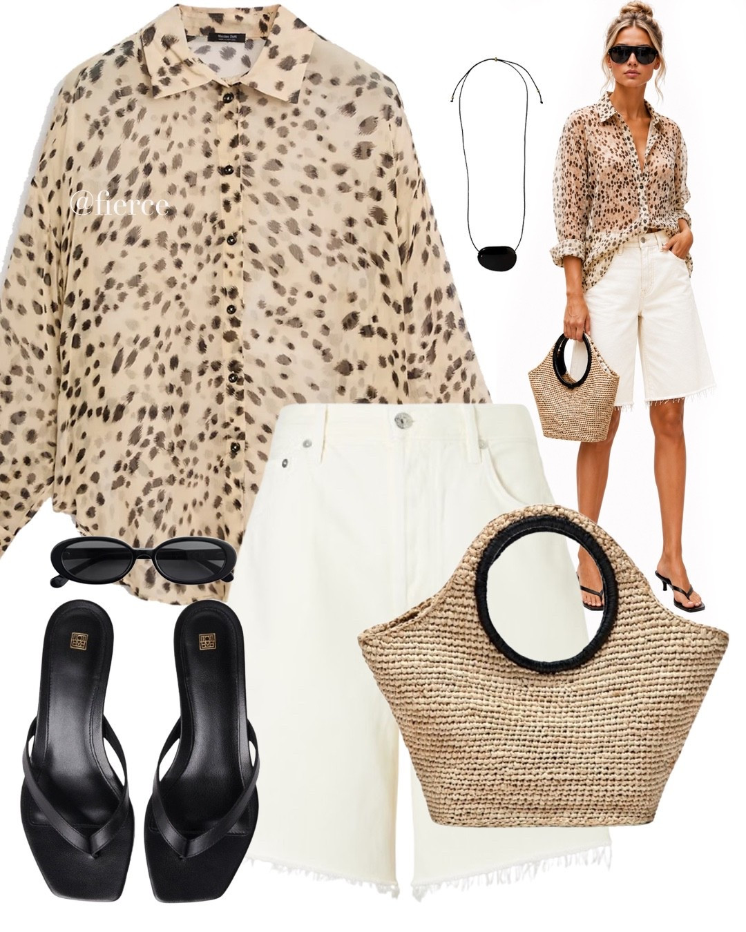 Bambi print sheer shirt white denim Bermuda shorts

#LTKuk #LTKsummer #LTKeurope