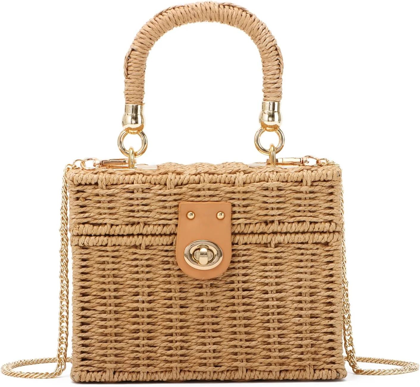 Handwoven Rattan Bag for Women Woven Straw Square Crossbody Bag Vintage Basket Purse Beach Tote B... | Walmart (US)