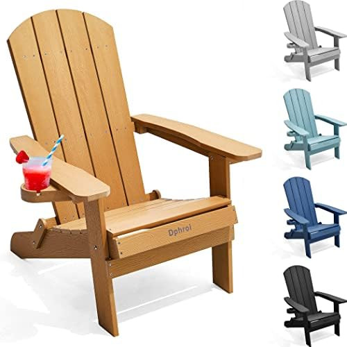 Dphroi Folding Plastic Adirondack Chair, Fire Pit Adirondack Chairs with Cup Holder, Easy Assembly P | Amazon (US)