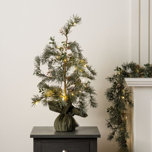 60cm Pre-lit Natural Feel Christmas Tree with Green Velvet Base | La Redoute (UK)