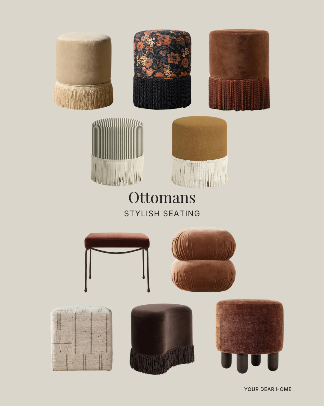 Ottomans are my favorite flexible piece. Extra seating, a soft accent, even a little personality moment. I especially love the textured and fringe details for that subtle designer touch. 

 #LTKHome