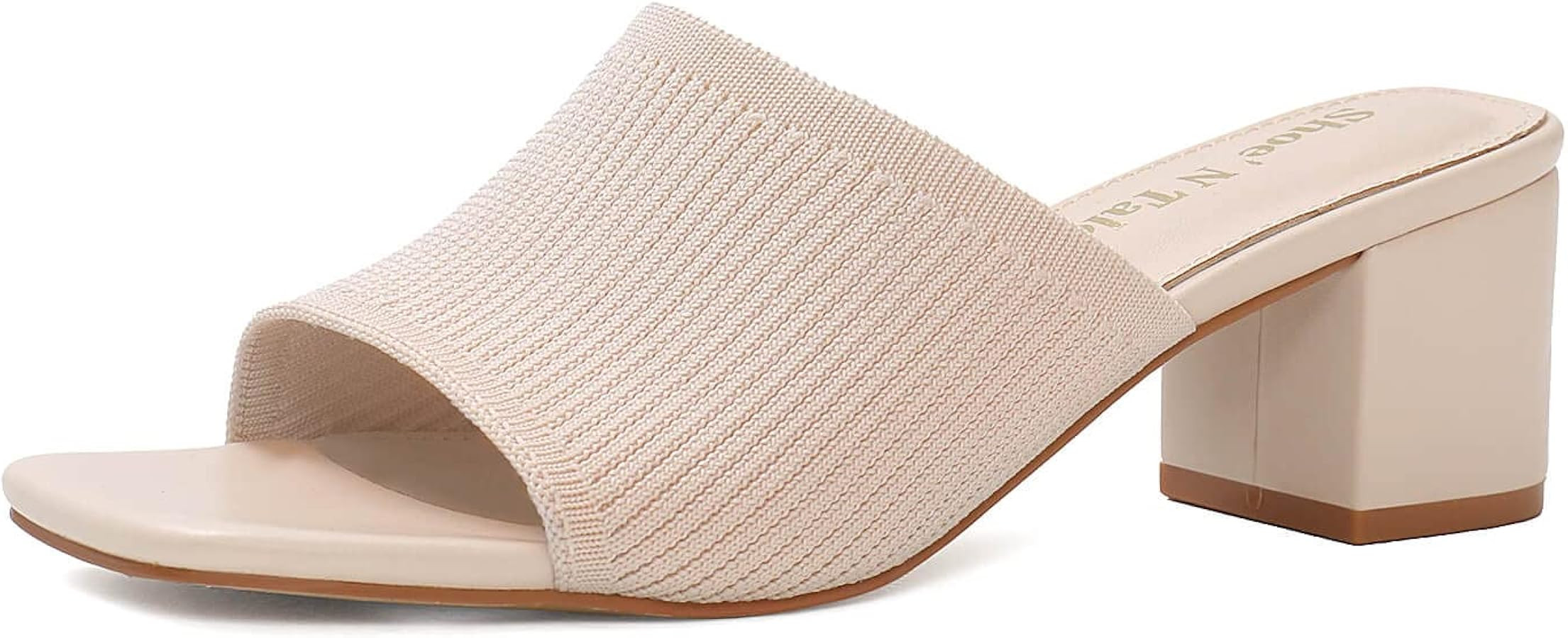 Shoe'N Tale Heeled Sandals For Women Square Open Toe Heeled Mules Chunky Block Low Heel Slip On S... | Amazon (US)