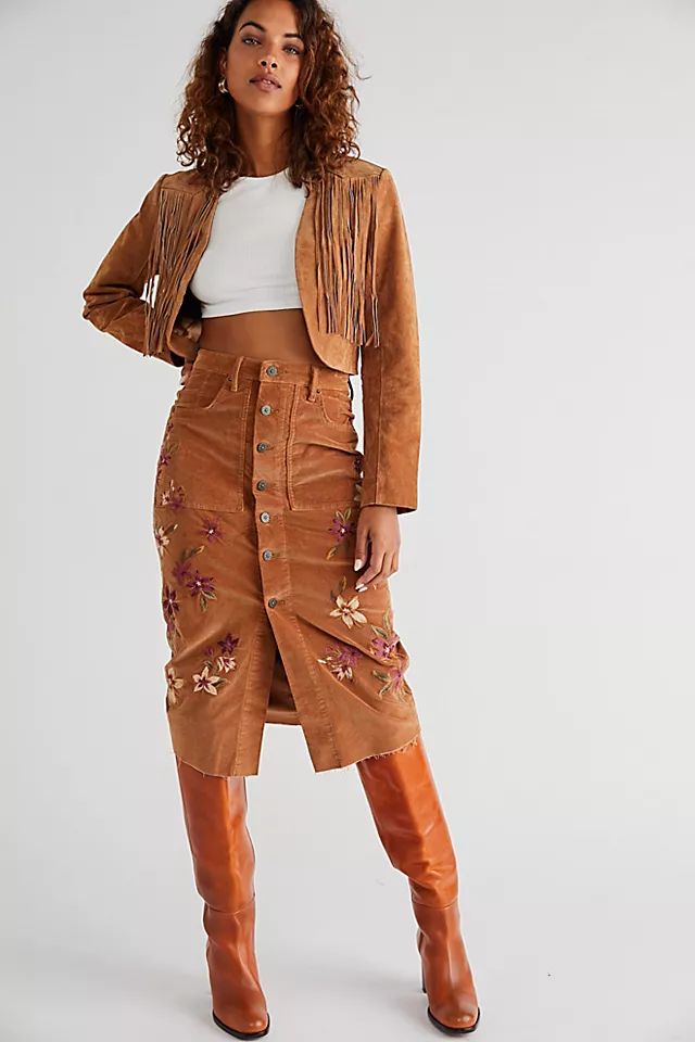 Driftwood Cord Midi Skirt | Free People (Global - UK&FR Excluded)