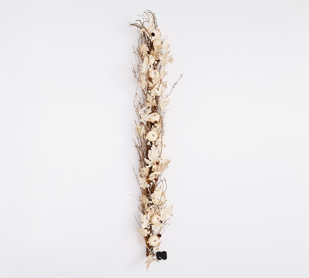 Pre-Lit Faux Harvest Pumpkin Wreath & Garland | Pottery Barn (US)