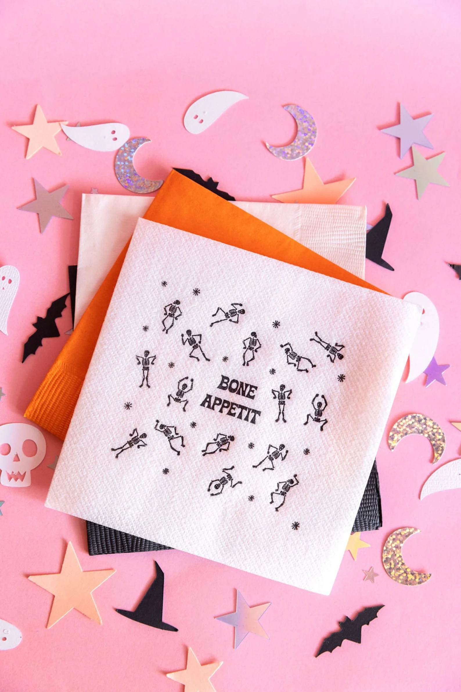 Bone Appetit Halloween Napkins, Skeleton Napkins, Skull and Crossbones, Halloween Party Supplies,... | Etsy (US)