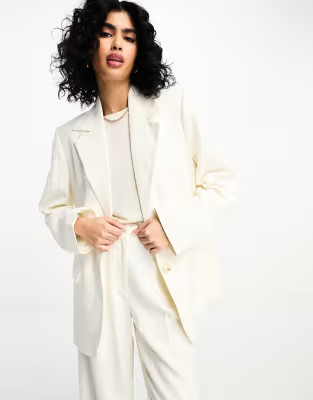 NA-KD x Lima Che tie detail blazer in white - part of a set | ASOS (Global)