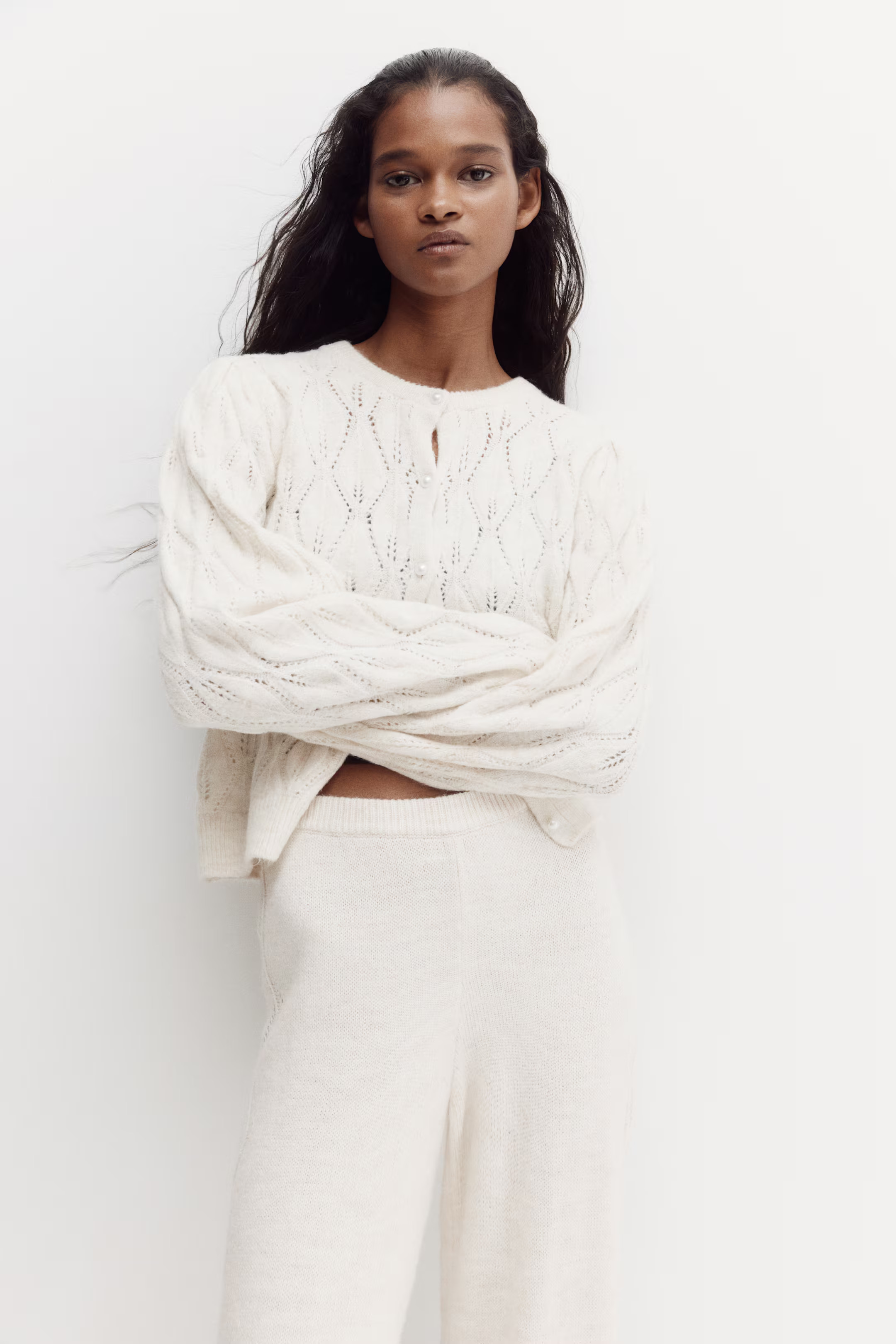 Pointelle-knit trousers | H&M (UK, MY, IN, SG, PH, TW, HK)