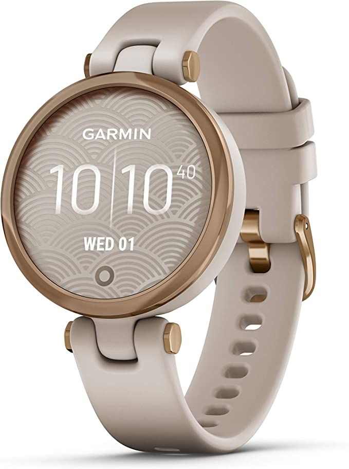 Garmin Lily™, Small Smartwatch with Touchscreen and Patterned Lens, Rose Gold and Light Tan | Amazon (US)