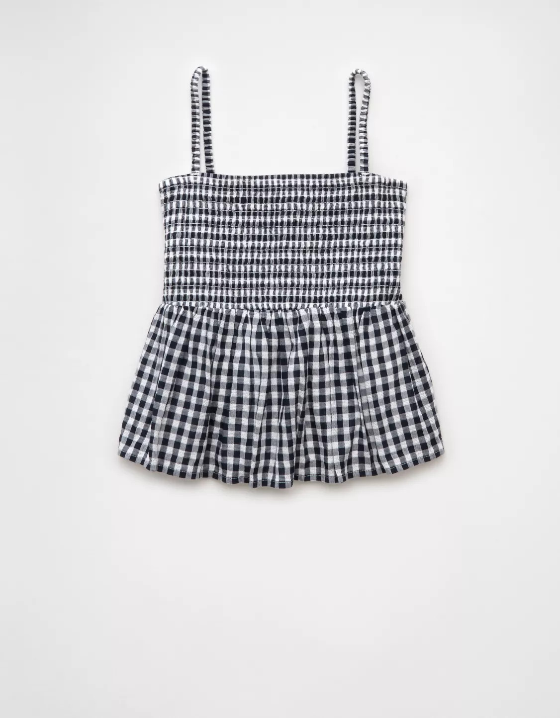 AE Smocked Gingham Babydoll Cami | American Eagle Outfitters (US & CA)
