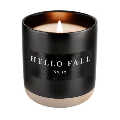 Sweet Water Decor Hello Fall 12oz Black Stoneware Jar Candle | Target