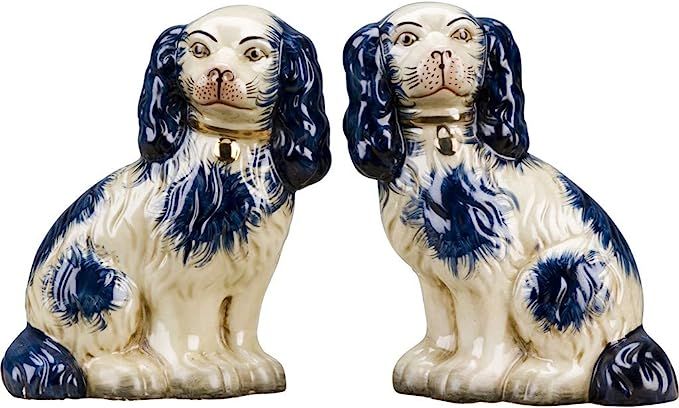 OR Staffordshire Reproduction King Charles Spaniel Blue Dog Pair Figurines | Amazon (US)