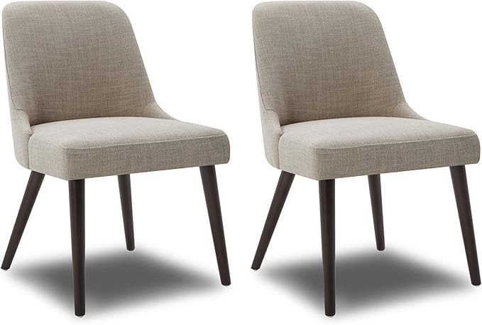 CHITA Mid-Century Modern Dining Chair, Upholstered Fabric Accent Chair, Set of 2,Flax Beige in Fa... | Amazon (US)