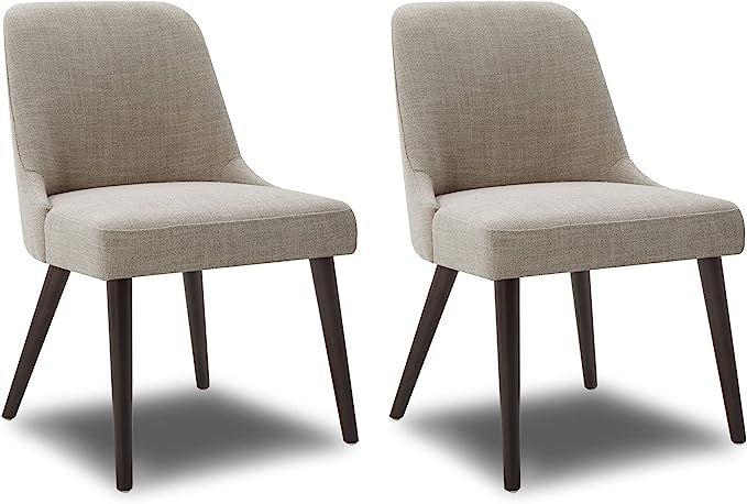 CHITA Mid-Century Modern Dining Chair, Upholstered Fabric Accent Chair, Set of 2,Flax Beige in Fa... | Amazon (US)