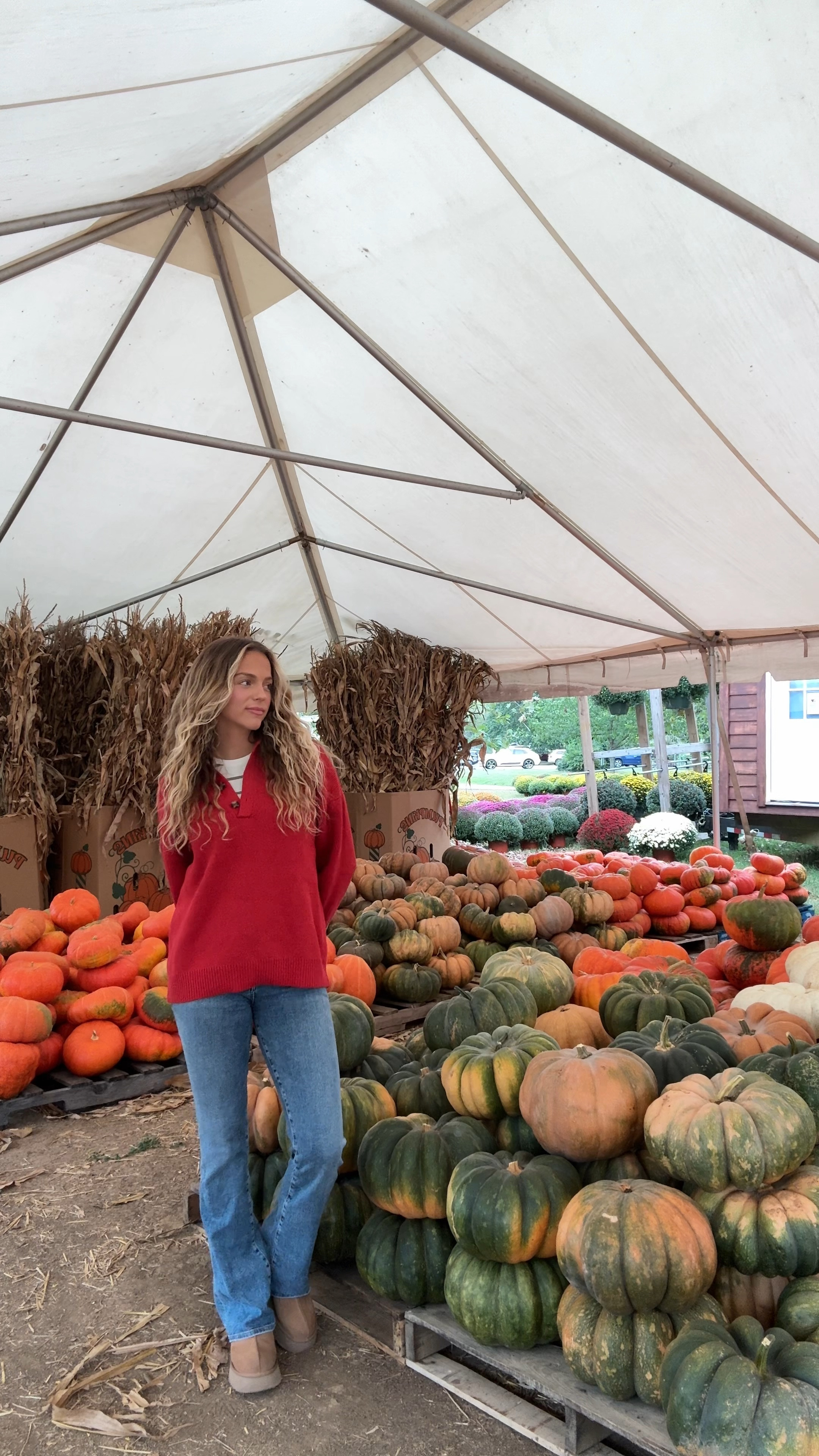Pumpkin patch sweater weather outfit inspo #redsweater #pumpkinpatch #falloutfit #reformation #anthropologie #ugg 

#LTKVideo #LTKFallSale #LTKHalloween