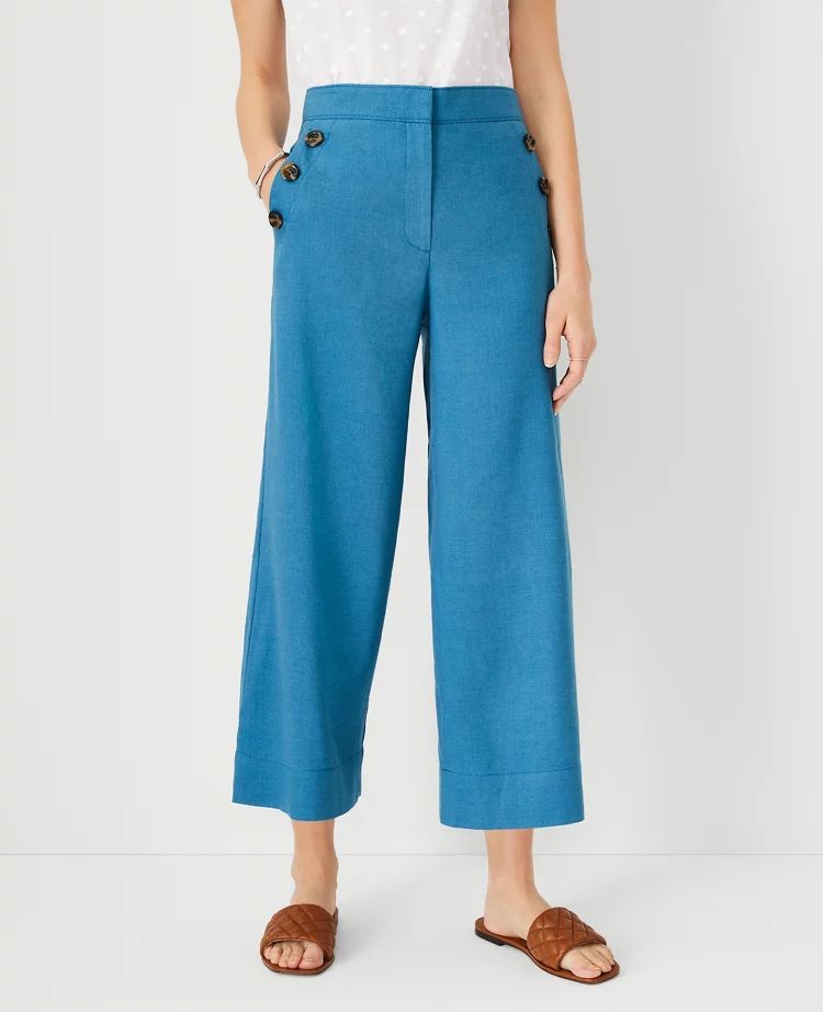 The Sailor Wide Leg Crop Pant in Linen Blend | Ann Taylor (US)