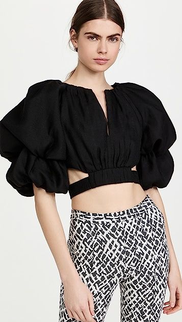 Puff Sleeve Cut Out Top | Shopbop