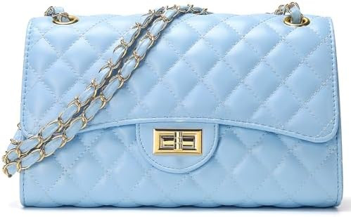 Quilted Leather Crossbody Bags for Women Trendy Ladies Shoulder Purse Satchel HandBag with Chain ... | Amazon (US)