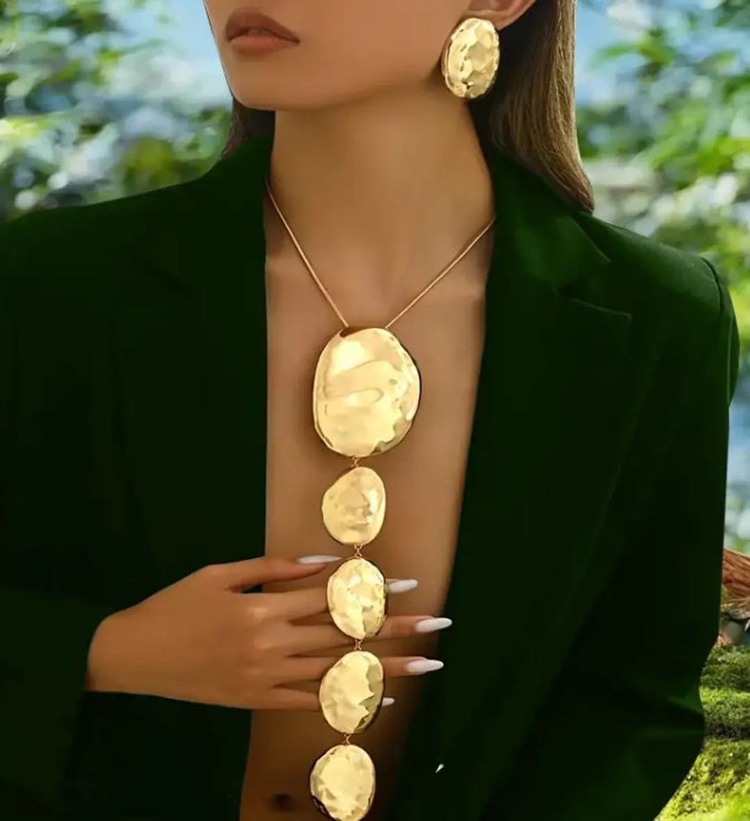 Hammered Y-shaped Necklace & Earrings Set \u2013 Gold or Silver Plated Jewelry - Etsy | Etsy (Global)