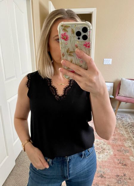 Lace trim top from Amazon. 50% off for a limited time. Only $14.99. Wearing Xs. 




Dressy top, camisole, lace top, Amazon tank top 

#LTKOver40 #LTKSeasonal #LTKSaleAlert